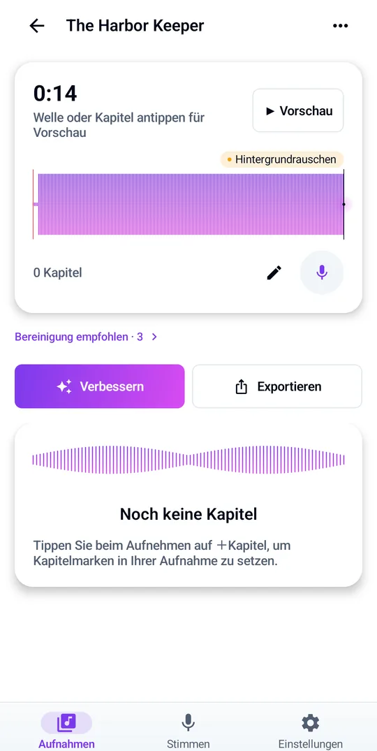 Deine Aufnahme, Kapitel und Aufräumtipps an einem Ort