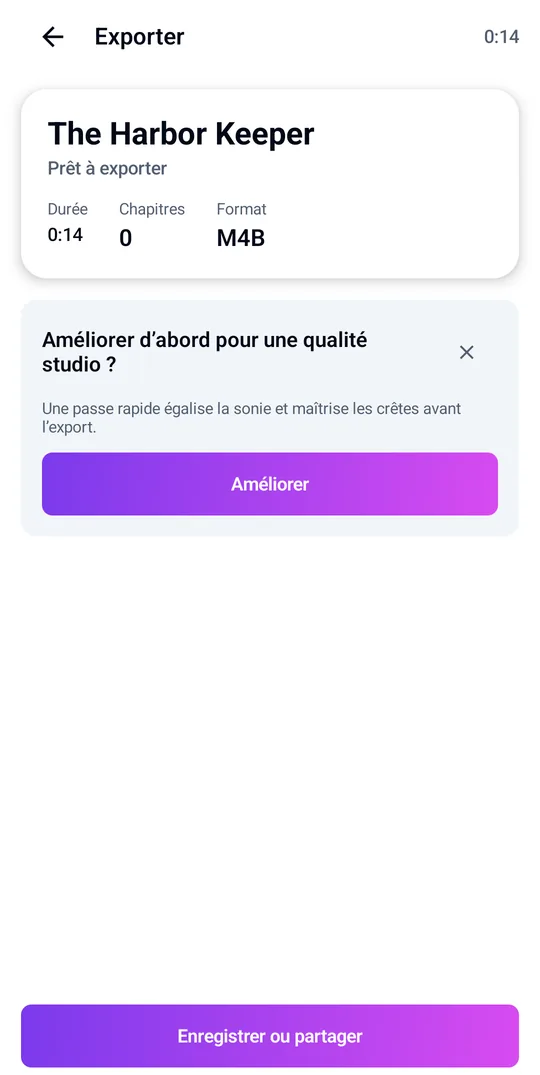 Exportez un livre audio M4B avec chapitres