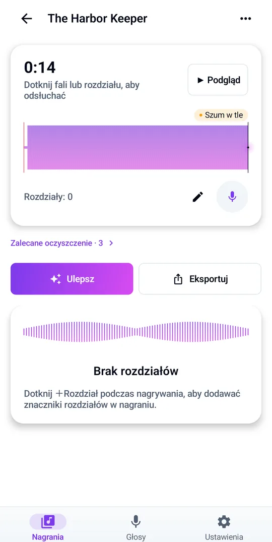 Nagranie, rozdziały i wskazówki czyszczenia w jednym miejscu