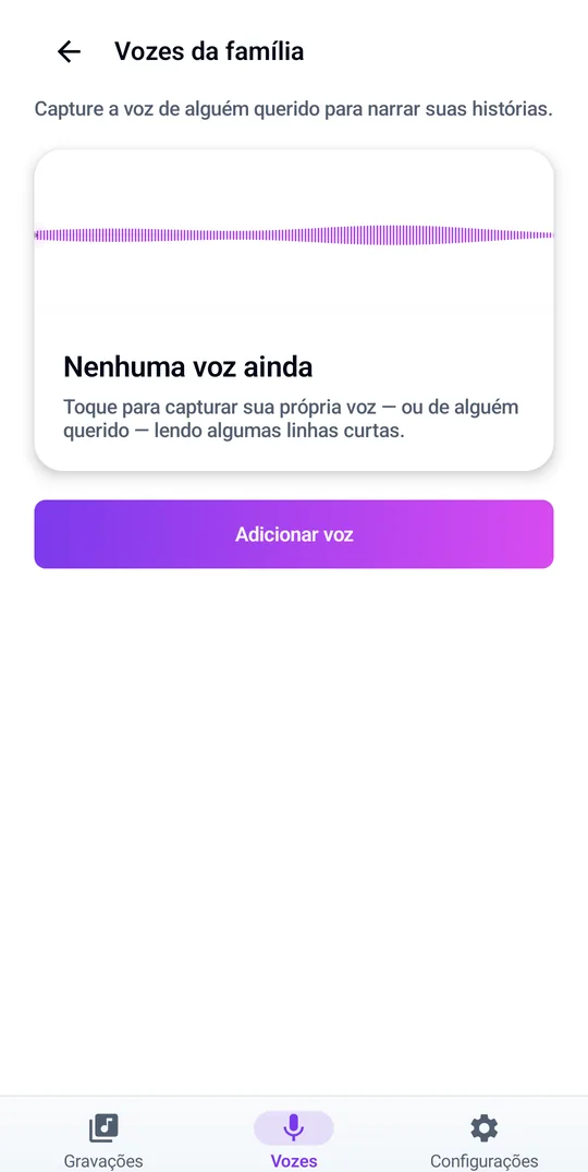 Capture e guarde as vozes da família